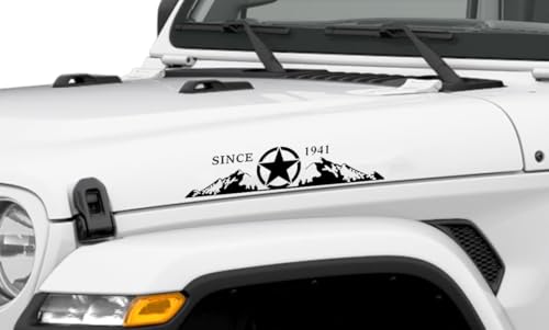 Image of Car Dashboard Decal Glove Box Sticker Mountain Scene Vinyl Passenger Seat Sticker Gloss Black Compatible with 2018-2023 Wrangler JL JLU Gladiator JT (Star)