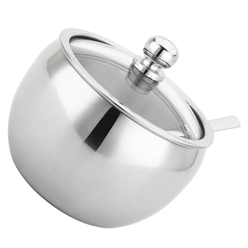 VINTORKY Stainless Steel Sugar Bowls Sugar Bowls with Lid Spices Jars Condiment Containers Seasonings Holder Condiment Bottle Sugar Jar with Lid Condiment Jars Pepper Jar Silver