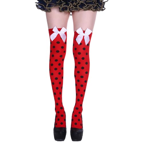 Photo de Calze Natalizie Alte con Fiocco e Design a Lattice per Feste in Maschera e Cosplay Eleganti Festive