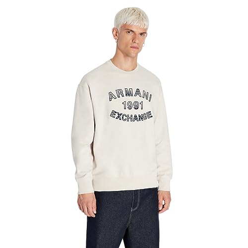 Armani Exchange Men's Cotton French Terry Embroidered Plaid Logo Pullover Sweatshirt