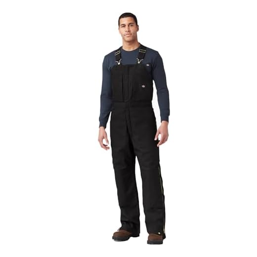 Dickies Men's Insulated Bib Overall, Black, Medium-Regular