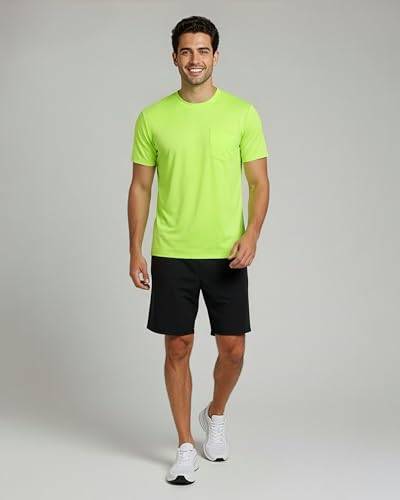 Image of Real Essentials 4 Pack: Men's Dry-Fit Short Sleeve Pocket Crew Performance Athletic T-Shirt (Available in Big & Tall)