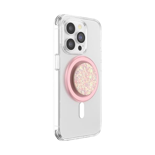 Image of PopSockets Phone Grip Compatible with MagSafe, Phone Holder, Wireless Charging Compatible - Iridescent Confetti Rose