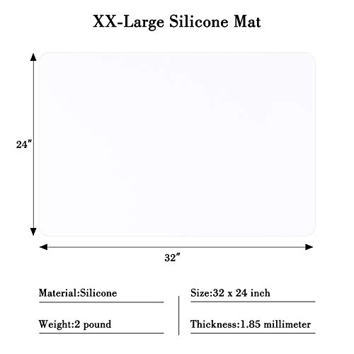 Silicone Mats for Countertop - 32"x 24"x0.07", Extra Large Multipurpose Mat, Counter Table Protector, Desk Saver Pad, Placemat Nonstick Nonskid Heat-Resistant Kitchen Pad, Translucent