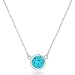 Sterling Silver 16" + 2" Created Blue Opal Circle/Disc Necklace