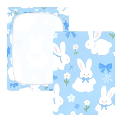 Parure de lit bébé en coton doux stretch imprimé lapin blanc lit mixte