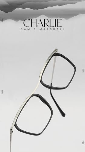 Image of SAM AND MARSHALL CHARLIE Eyeglasses - Light Weight Blu-Cut Computer Glasses With Tinted Metal Frames - Prescription Friendly Rectangle Shape for Men & Women