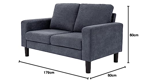 Panana Fabric Modular Sofa Set - 3 Piece, 2 Seater & 1 Seater Armchair, with Ottoman Footstool, L-Shape Corner Sofa Loveseat Couch Settee Living Room Furniture (Grey Sofa with Footstool) - Image 2