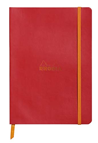 RHODIA 117413C - Poppy Soft Notebook - A5 - Lined - 160 pages - Clairefontaine Ivory Paper 90 g/m - Bookmark, Elastic Closure - Faux Leather Cover - Rhodiarama Collection