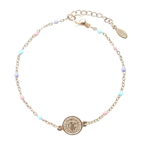 Small Catholic Religious Saint Benedict medal San Benito Stainless Steel Bracelet Chain Charms Tags-N392