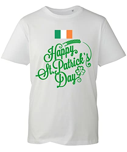 Happy St Patrick's Day White Yellow Black Red Mens Women T Shirt 100% Cotton, Leprechaun Irish Shamrock Ireland Unisex tee Top73367(Small)
