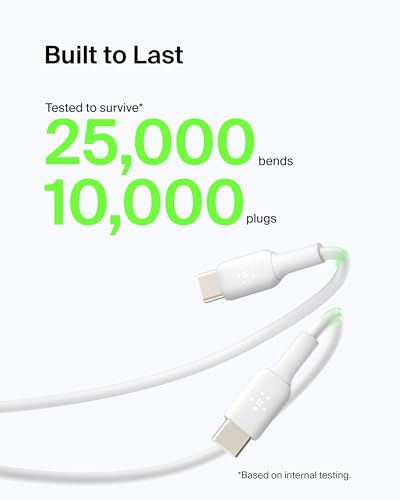 Image of Belkin USB A to USB C Cable, 3.3ft, 15W - Type C Charger, iPhone Charger Cord for iPhone 16 & 15, Galaxy S25, Pixel 9, iPad Pro, Airpods Pro, Switch, CarPlay & More - White