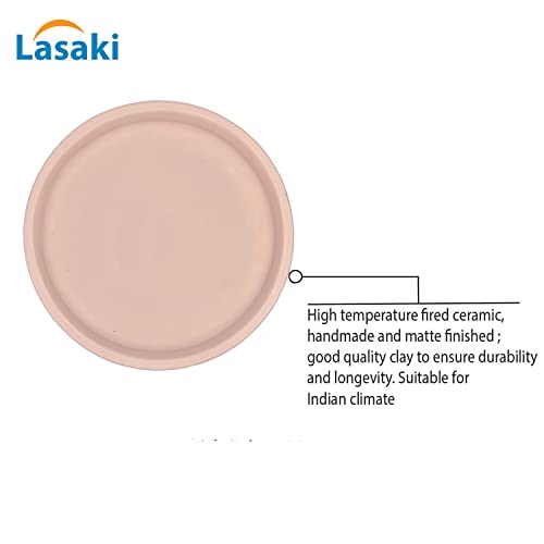 Image of Lasaki Round Ceramic Trays (Plates Saucers) for Pots, planters, Flower, Succulent(Set of 2,Pink,5 inch) R5(Plants not Included)