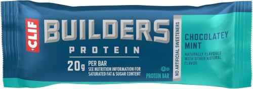Image of CLIF BUILDERS Protein Bar- Chocolate Mint Flavor - 20g Plant Based Protein - Gluten Free - Non-GMO - Low Glycemic - No Artificial Sweeteners - 2.4 oz. (Pack of 5)