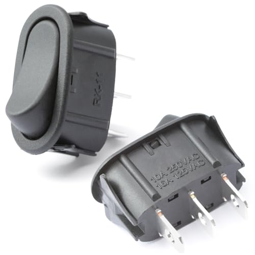 Mhrxusd 2 Pack SR561117 Range Hood Rocker Switch 3 Pin Replacement for Broan for Nutone Range Hood Part Replace R561117 1173058 R56117, Black