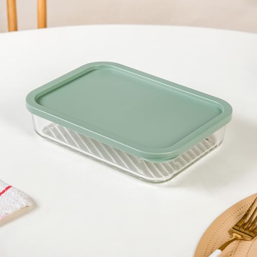 Image of Nestasia Large Replacement Lid for Groovo Glass Container (15.7cm x 22cm) - Durable & BPA-Free PE Lids for Fridge Storage Containers (Green)