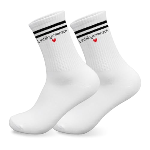 HUKUMA Lieblingsmensch Geschenk Socken Beste Freundin Geschenke Geburtstag Geschenkideen für Freundin Partner Frauen Valentinstag Muttertag Socken Tennissocken mit Herz Hinten