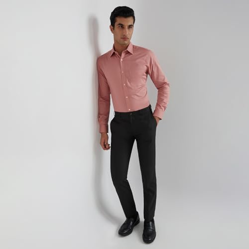 Image of Raymond Men's Slim Fit Solid Pattern Pure Cotton Semi Cut Away Collar Full Sleeve Formal Shirt