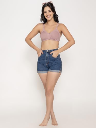 Image of INKURV Seamless Bra for Women Full Coverage | Cotton Hosiery T-Shirt Brassiere - Non Padded Wireless Lift for Everyday Wear| Moulded Cups for Chest Lifting- SAGE