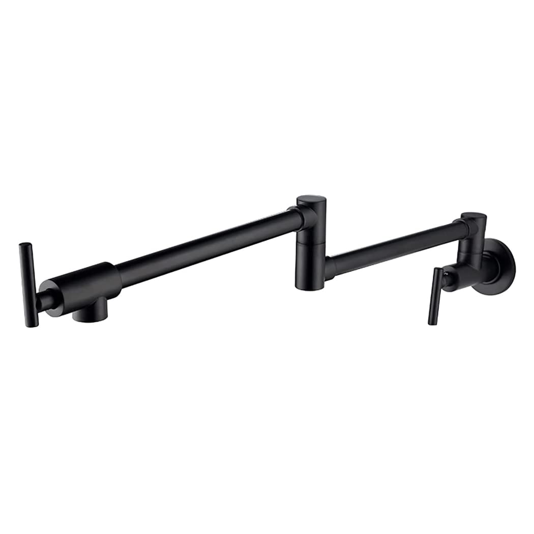 Robinet de cuisine mural en laiton noir mat pliable pour évier