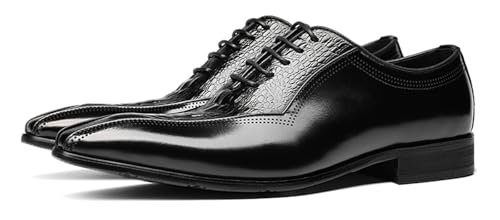 Santimon Men’s Genuine Leather Oxford Dress Shoes – Wingtip Brogue Oxfords for Business, Wedding & Tuxedo – Black & Brown Zapatos de Vestir para Hombre - Main Image