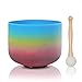 CVNC 8 Inch Rainbow Colored G Note Throat Chakra Frosted Quartz Crystal Singing Bowl Free mallet & O-ring Sound Healing Instrument