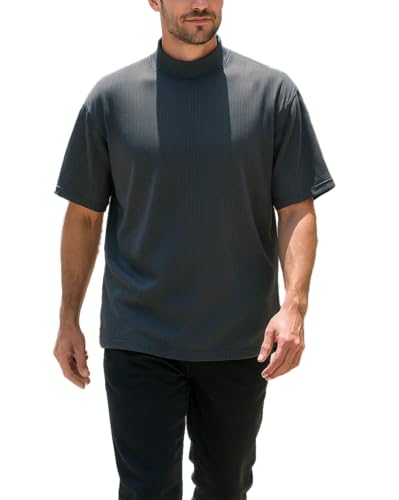 Akwa Men's Short Sleeve Dry Wicking Mock Turtleneck T-Shirt Shirt Made in USA