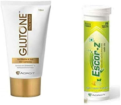 Combo Of 2 Skin whitening Escor-Z 20 Tablets with Glutone Face Wash 100ml U.S