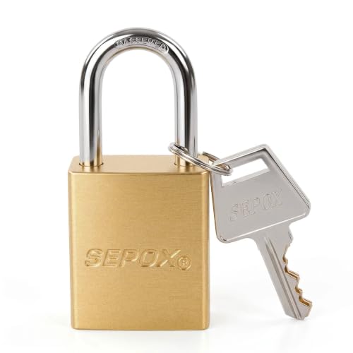 Image of SEPOX Heavy Duty Anti-Rust Padlock - 1-1 /2 inch Aluminum Body, Long Shackle, High Security Lock with 3 Keys for Gate, Fence, Storage, Locker & Lockout - Gold