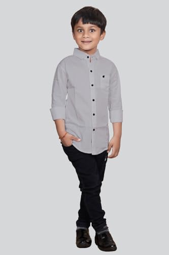 Image of Boys Solid Casual Shirt in Cotton Fabric