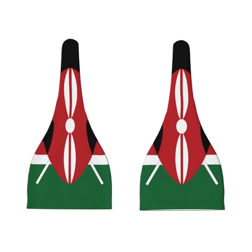 Flag of Kenya Print Newborn Baby Hat, Soft Top Knotted Beanie Cap, Cute Infant Headwear for 0-6 Months Welcome Party Black3