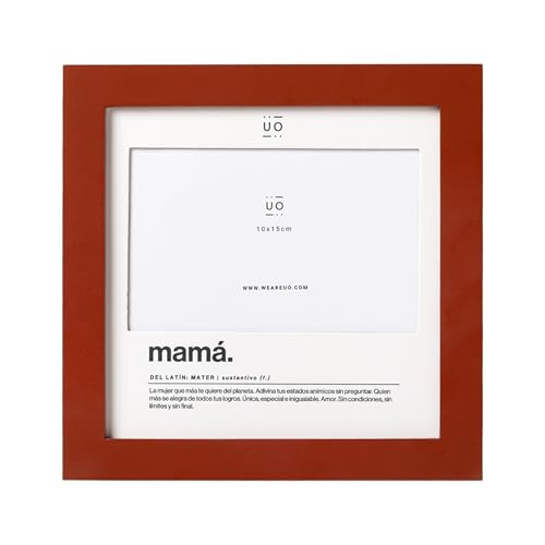 UO Marco de Fotos Mamá Definición. Tamaño 20cm x 20 cm en Madera de Calidad. Diseño Elegante y Emotivo. Regalo Original para El día de la Madre. Color Rojo.