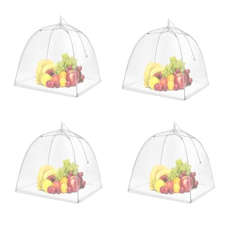 Image of 17-Inch Pop-Up Mesh Food Covers (Pack of 4) - Collapsible Reusable Umbrella Tents for Outdoor Food, Fruit, Picnic, BBQ & Kitchen Protection