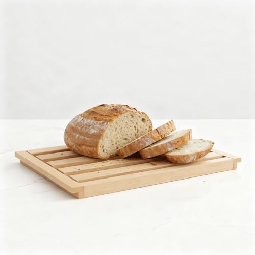 Tagliere Pane con Vassoio Raccoglibriciole, Griglia Estraibile, 100% Legno Faggio, 38 x 24 x 2h cm, Tagliere Pane Made in Italy