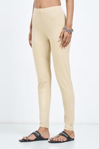 Image of Rangmanch by Pantaloons Women's Cotton Stretch Bottoms | Skinny Fit | Mid Rise Waist | Ankle Length