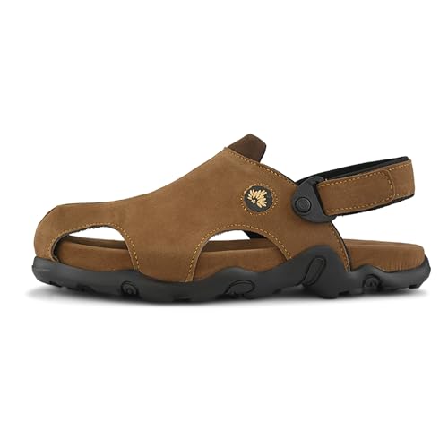 Image of Centrino Men's Sandals | Slingback Strap with Cushioned Black Footbed | Closed-Toe Clog Sandals | Stylish Sandal with Grip Insole | Comfortable Casual Footwear for Office, Travel & Walking (9585)