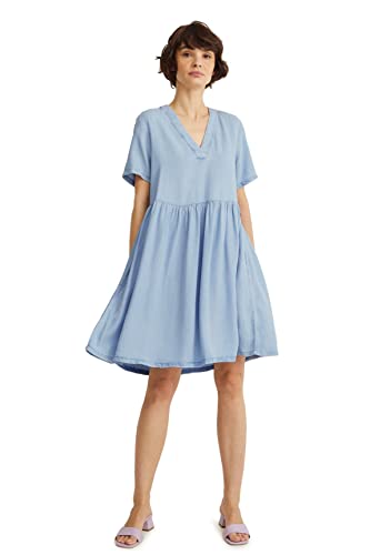 C&A Damen Kleid V-Ausschnitt Kurz Fit & Flare Kleider hellblau 46