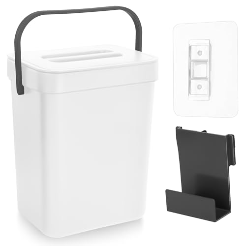 Songella Cubo de Basura Orgánico para Cocina Contenedor de Compostaje Cubo Basura Pequeño 3L con Tapa para Cocina Dormitorio (Blanco)