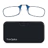 ThinOptics unisex-adult Reading Glasses + Black Universal Pod Case | Blue Frames, 2.50 Strength Readers Blue Frames / Black Case, 44 mm