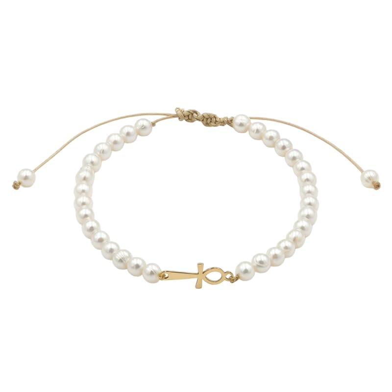 Bracelet – or 18 carats – 0.26 gr – croix et perles – Valeur refuge – Idée cadeau – poinçon 750 – Certificat d’authenticité – Salia Gold...