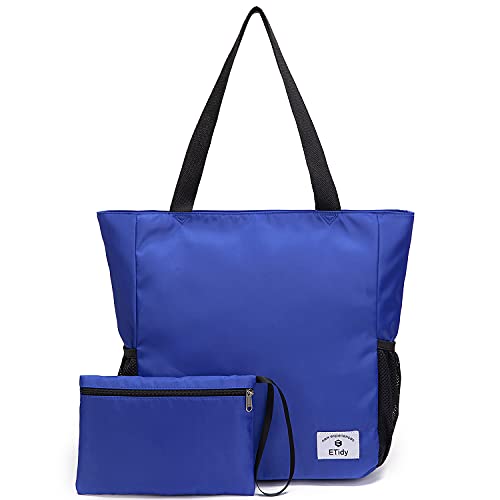 Image of ETidy Large Capacity Foldable Tote Bag With Zipper Waterproof Sandproof Women Beach Bag Handbag Gym Bag Travel Shopping Bag