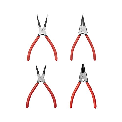Jetech 4Pcs 7 Inch Snap Ring Pliers Set, Internal/External Circlip Pliers With Straight Bent Jaws, Tip Diameter 0.07 Inch, Made With Hardened Cr-V Alloy Steel For Retaining Rings Removal #TOP19