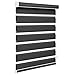 Changshade Custom Size Zebra Blinds for Indoor Window Free-Stop Blackout(85%) Zebra Shades Dual Layer Sheer Shades for Office Home Living Room, Bedroom, Easy Installation，Black-A