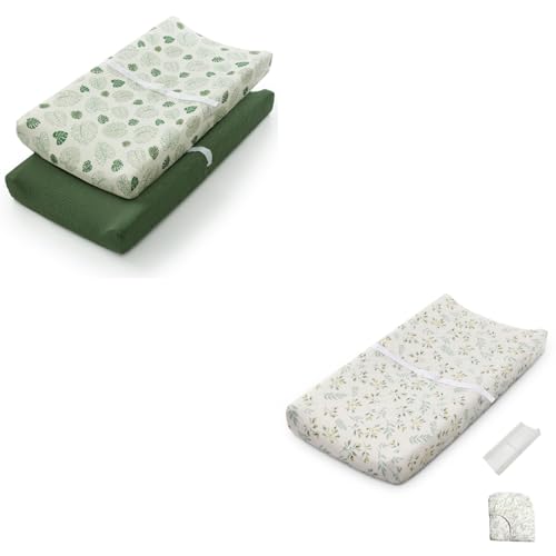 Image of Blissful Diary Baby Changing Pad and 2 Packs Muslin Changing Pad Cover for Girls Boys