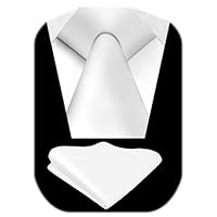 URAQT Cravatta Uomo Tinta Unita e Fazzoletto, 8CM Elegante Classico Cravatta Set, 23 * 23CM Pochette, per il Matrimonio Festa - Bianco