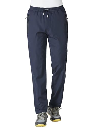 Rdruko Men's Quick Dry Sweatpants with Zipper Pockets Open Bottom Athletic Pants for Jogging, Workout, Gym, Running, Training(Navy Blue, US XXXL)