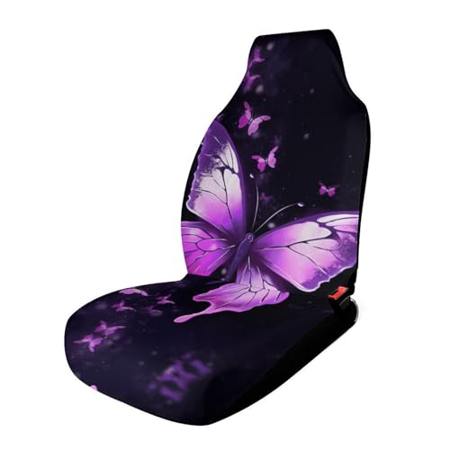 Housse de siège de voiture universelle violette imprimé papillon pour auto camion et SUV