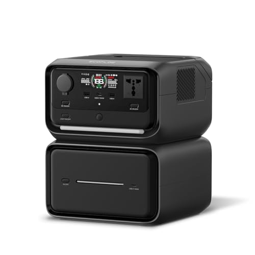 Image of EF EcoFlow Portable Power Station RIVER 3 Max Plus, R3P with EB600 Extra Battery - 858Wh LiFePO4 Battery, 1200W Output, <10 ms UPS, <30 dB, Wireless Connection, Solar Generator for Camping & RV
