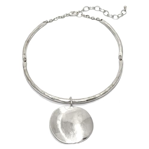 Pendant Necklaces for Women, Sculptural Circle Necklace with Pendant, Link Collar Design, Fashion Jewelry Statement Piece