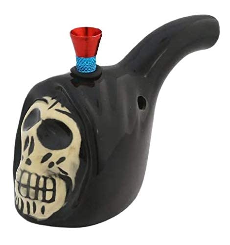Dhruv Export Craft Beautiful Ceramic Bong Skull (Color : White // Size : Medium